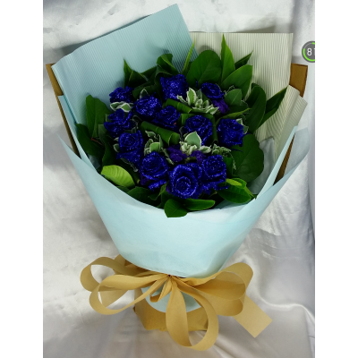 Crystal Blue Roses Bouquet